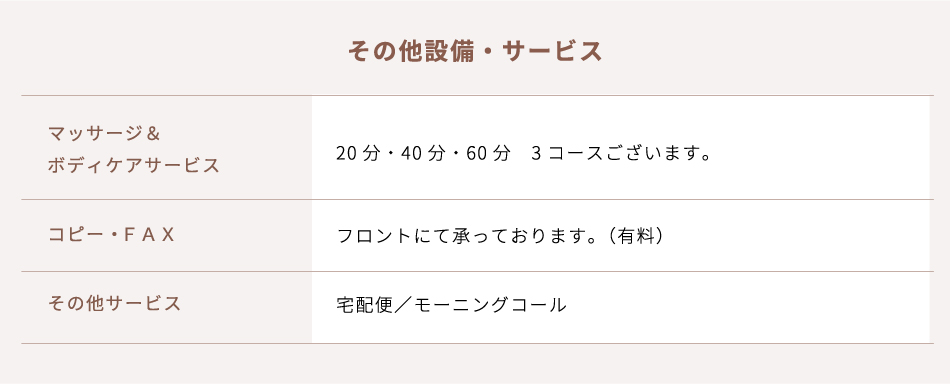 その他設備・サービス